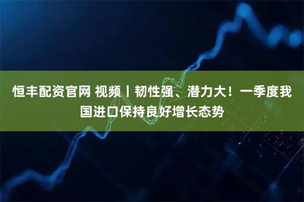 恒丰配资官网 视频丨韧性强、潜力大！一季度我国进口保持良好增长态势